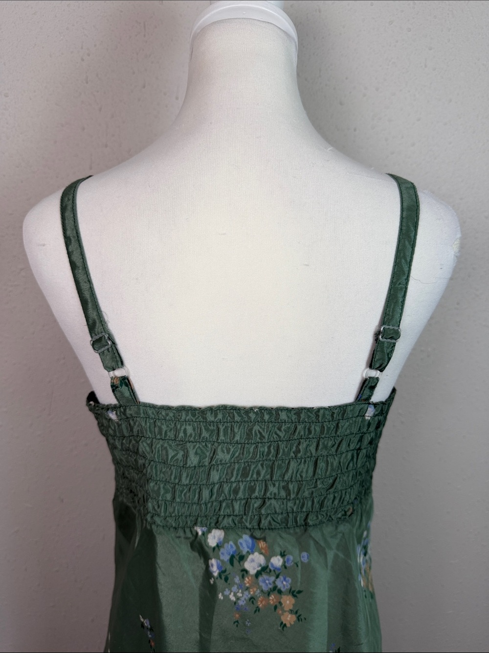 Vintage Horsefeathers Green Satin Floral Camisole Size XL Tie Front Lingerie - Picture 5 of 11